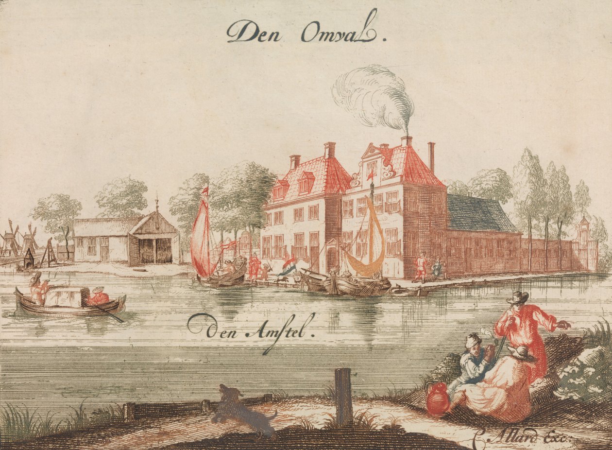 Den Omval, den Amstel, dans : Tooneel Der Voornaamste Nederlands Huizen, En Lust Hoven, Naar..., n.d. - Unbekannt