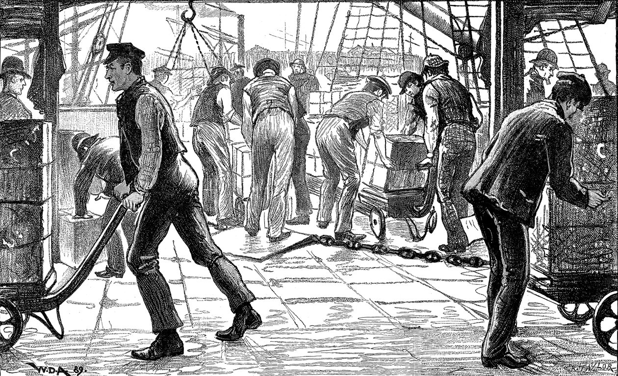 Déchargement de thé aux docks de Londres, 1889 - Unbekannt