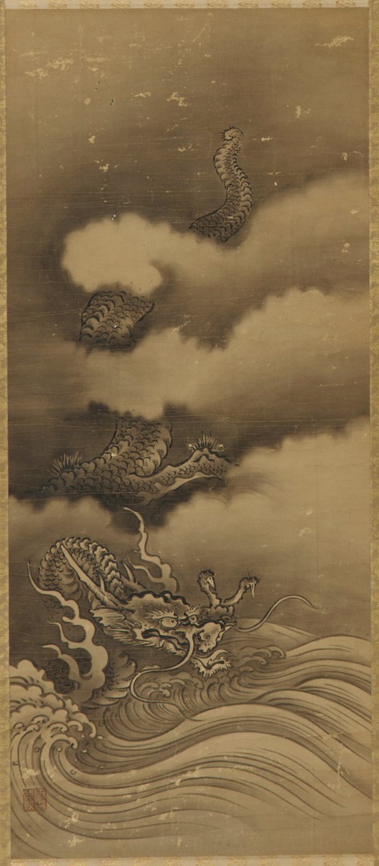 Dragon et vagues, période Edo - Unbekannt