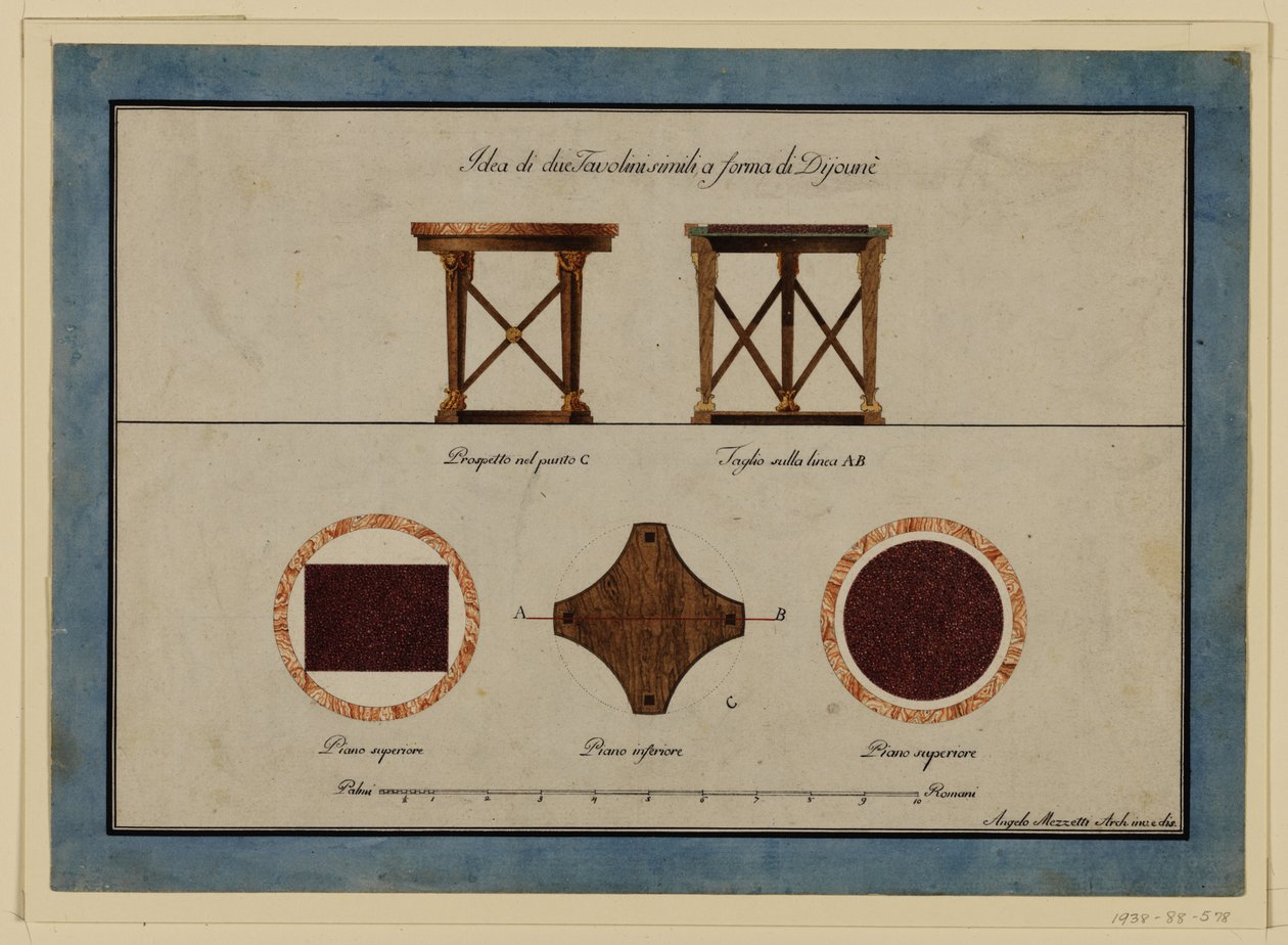 Dessin, Design pour deux petites tables de petit-déjeuner, début du 19ème siècle - Unbekannt