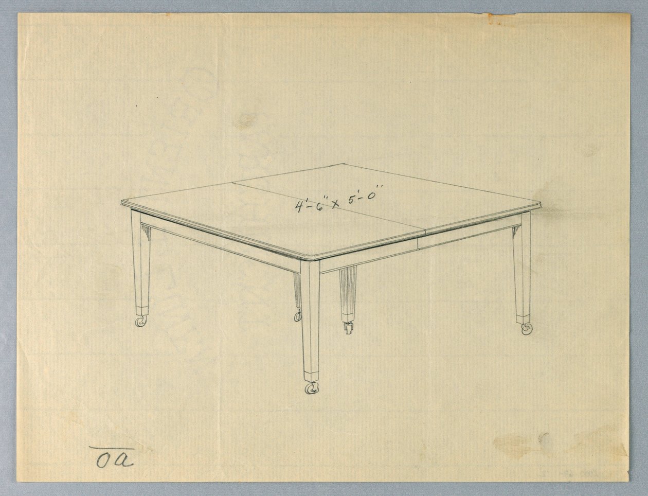 Dessin, Design pour une table à manger rectangulaire à six pieds - Unbekannt