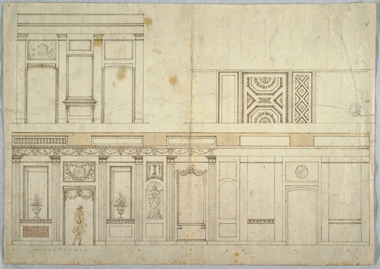 Dessin, Conception pour un intérieur, 1800-1820 - Unbekannt