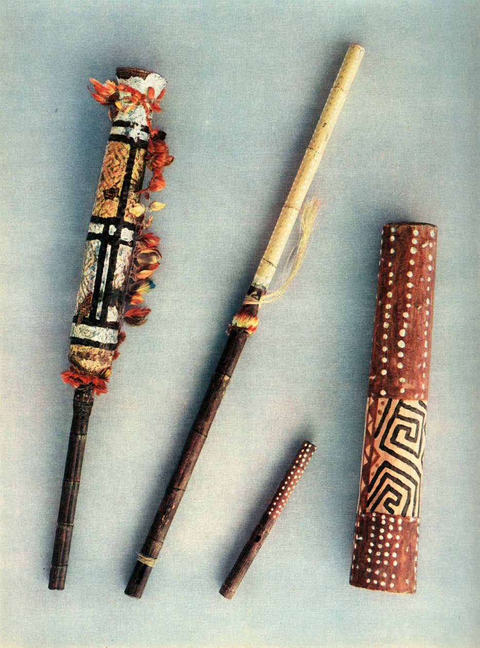 Tambour et instruments à vent de la tribu des Indiens Baniva, Venezuela, 1948 - Unbekannt