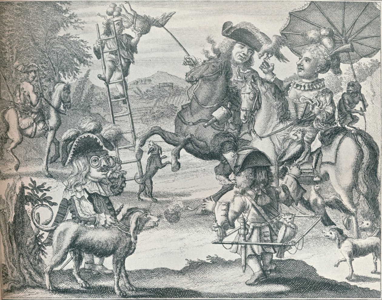 Satire hollandaise sur la fauconnerie, vers 1716 - Unbekannt