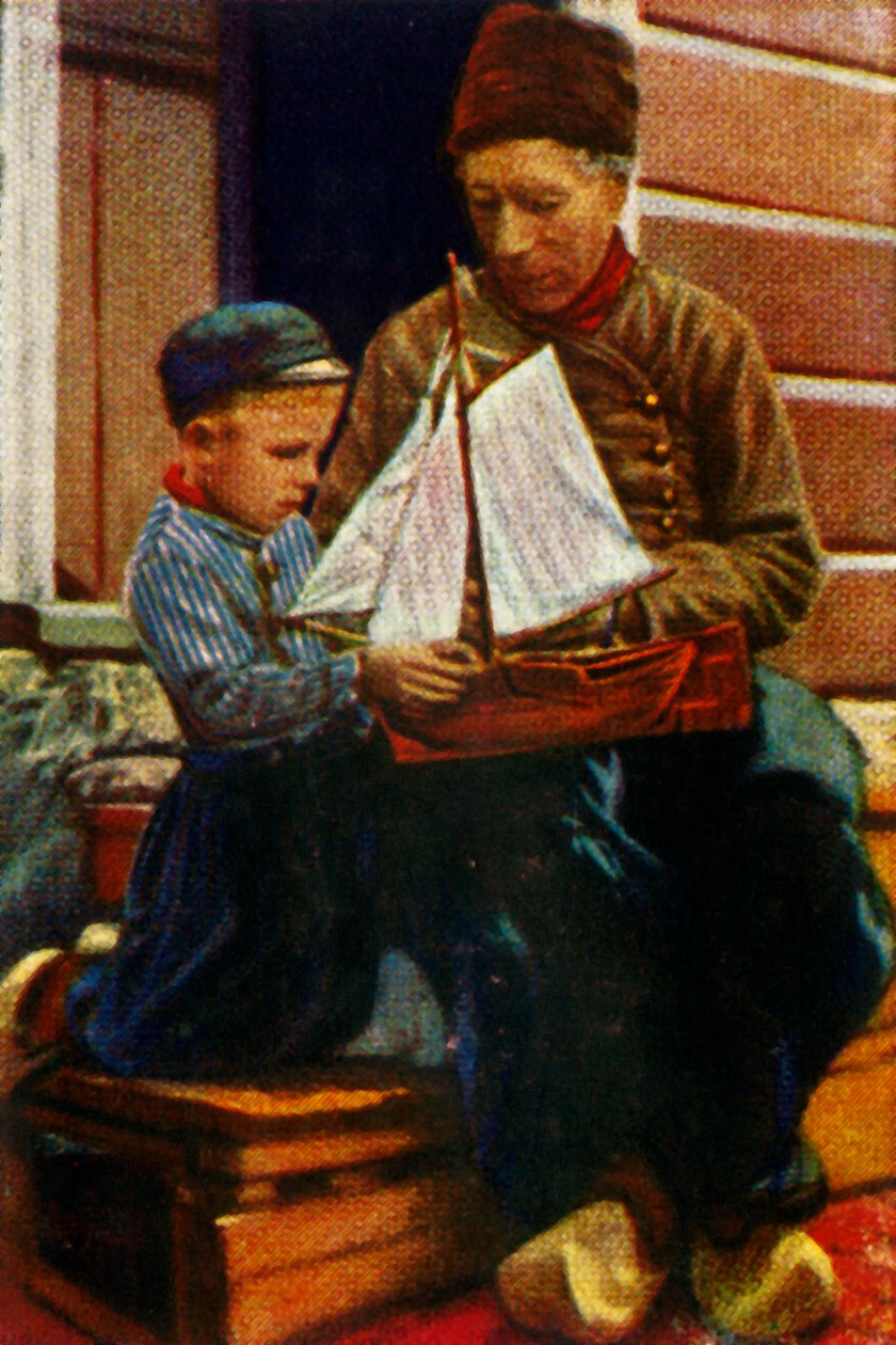 Père et fils néerlandais en costume traditionnel, vers 1928 - Unbekannt