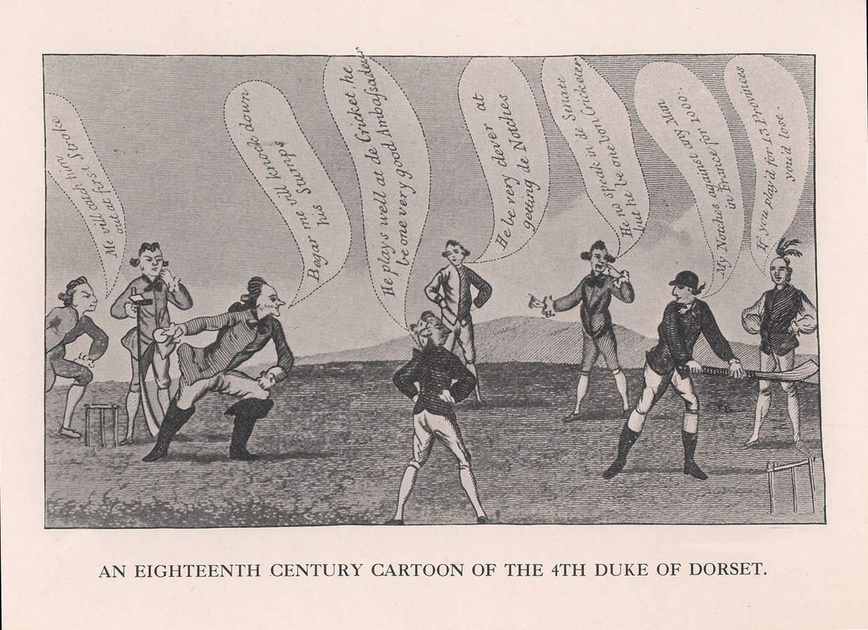 Edward Sackville 1591-1652, 4ème duc de Dorset, jouant au cricket, 18ème siècle 1912 - Unbekannt