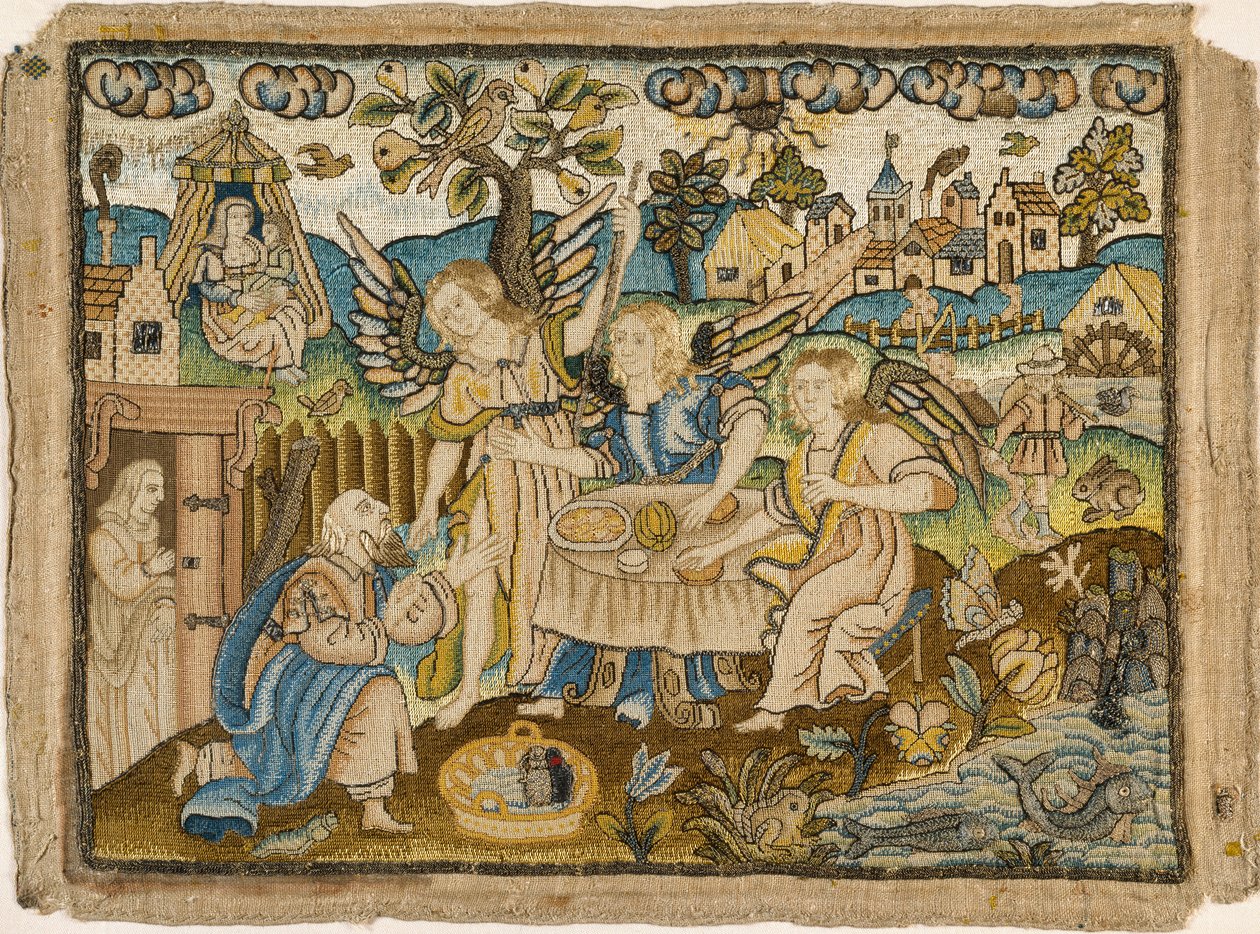 Image brodée : Abraham recevant les Anges, 2e moitié du 17e siècle - Unbekannt