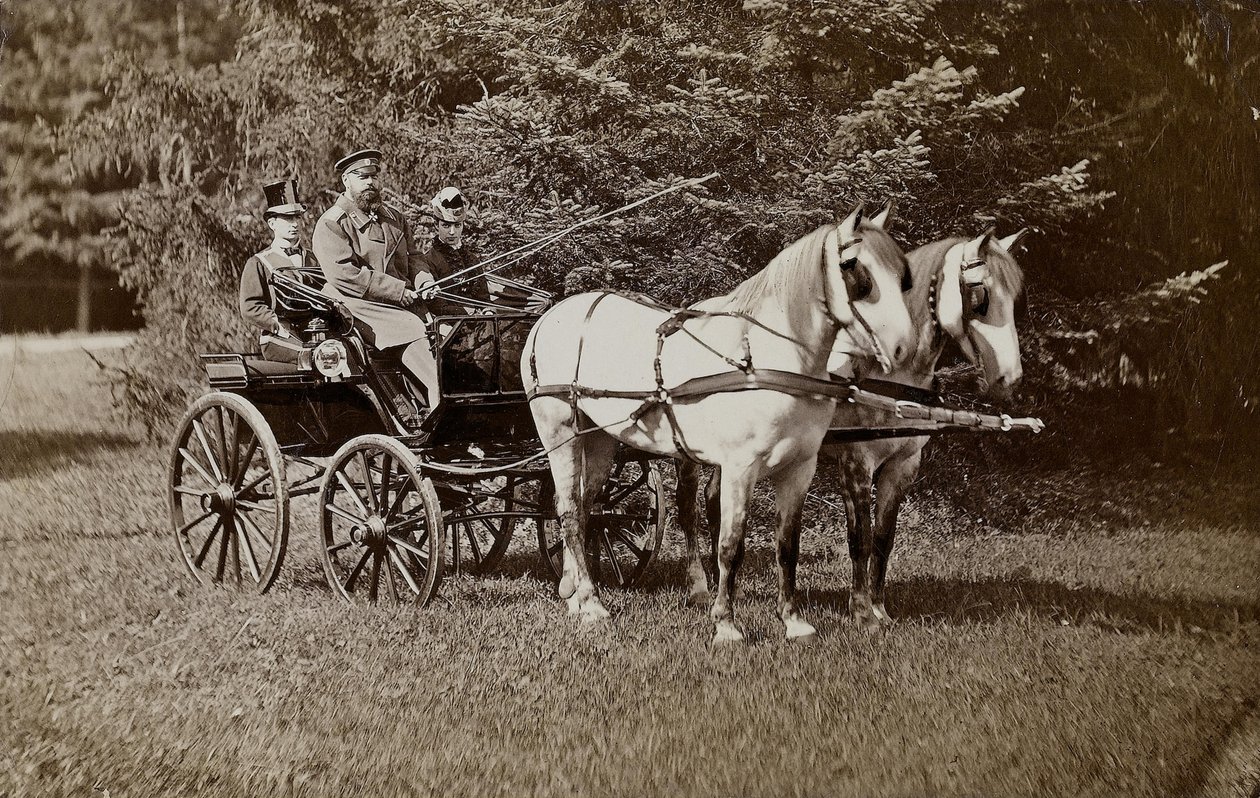 Empereur Alexandre III (1845-1894) et impératrice Maria Fyodorovna (1847-1928) en calèche - Unbekannt