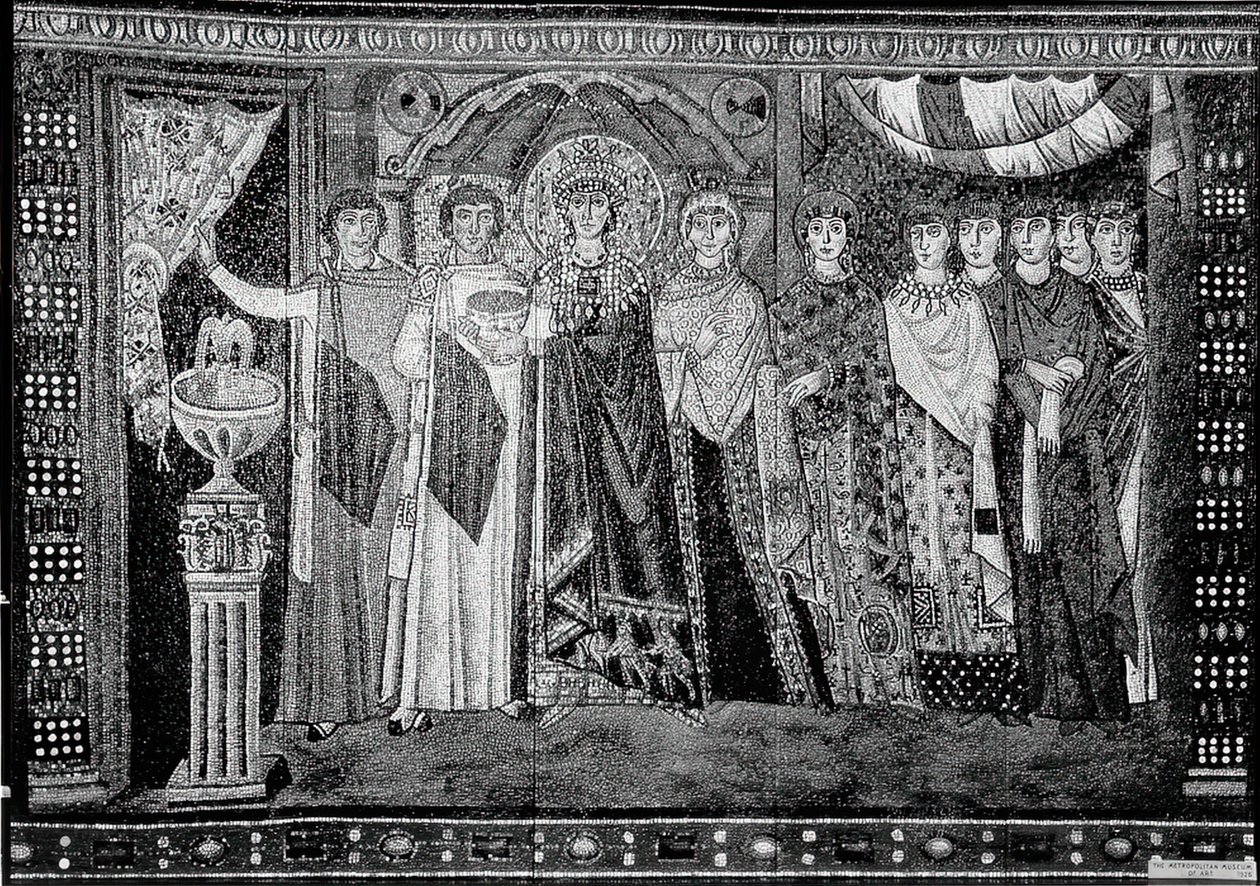 Impératrice Théodora et membres de sa cour, byzantin, début du 20e siècle original daté du 6e siècle - Unbekannt