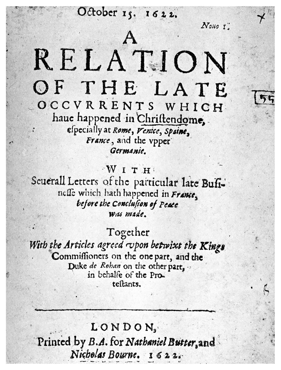 Livre de nouvelles anglais, 1622 - Unbekannt