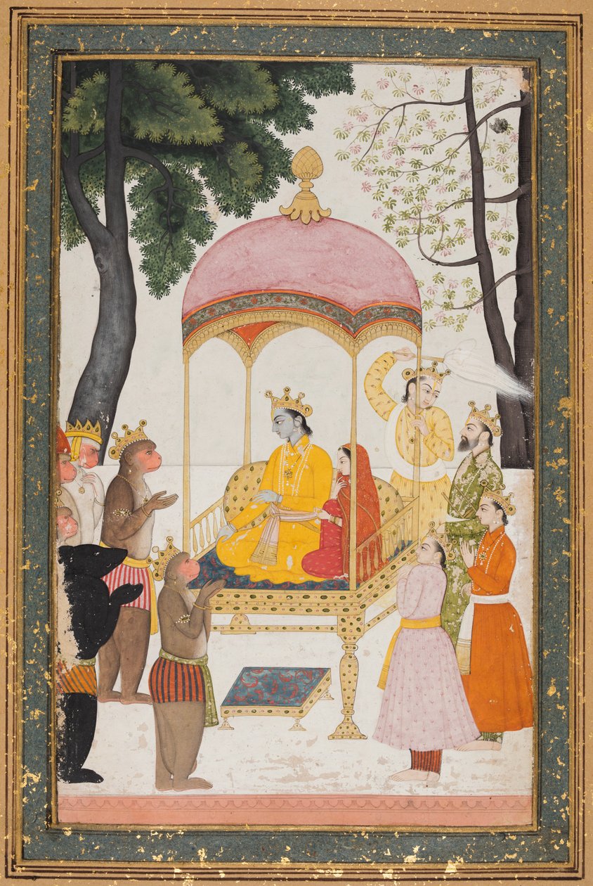 Rama et Sita sur le trône reçoivent l