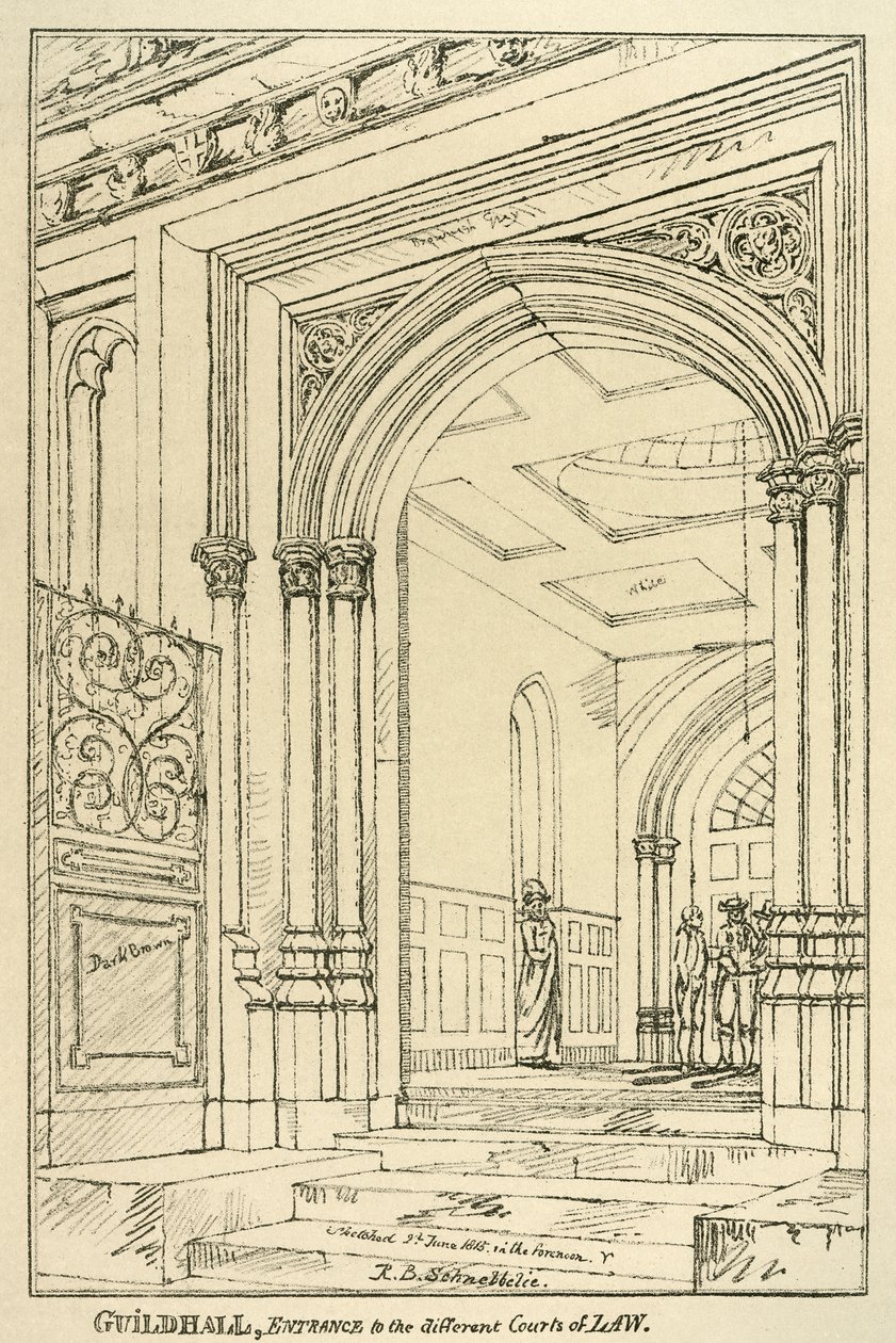 Entrée des différents tribunaux, Guildhall, Londres, juin 1815 - Unbekannt