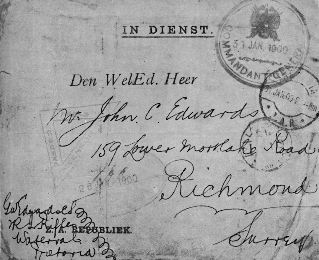 Enveloppe adressée par le sergent-major Edwards, 2e Royal Irish Rifles, 1900 - Unbekannt