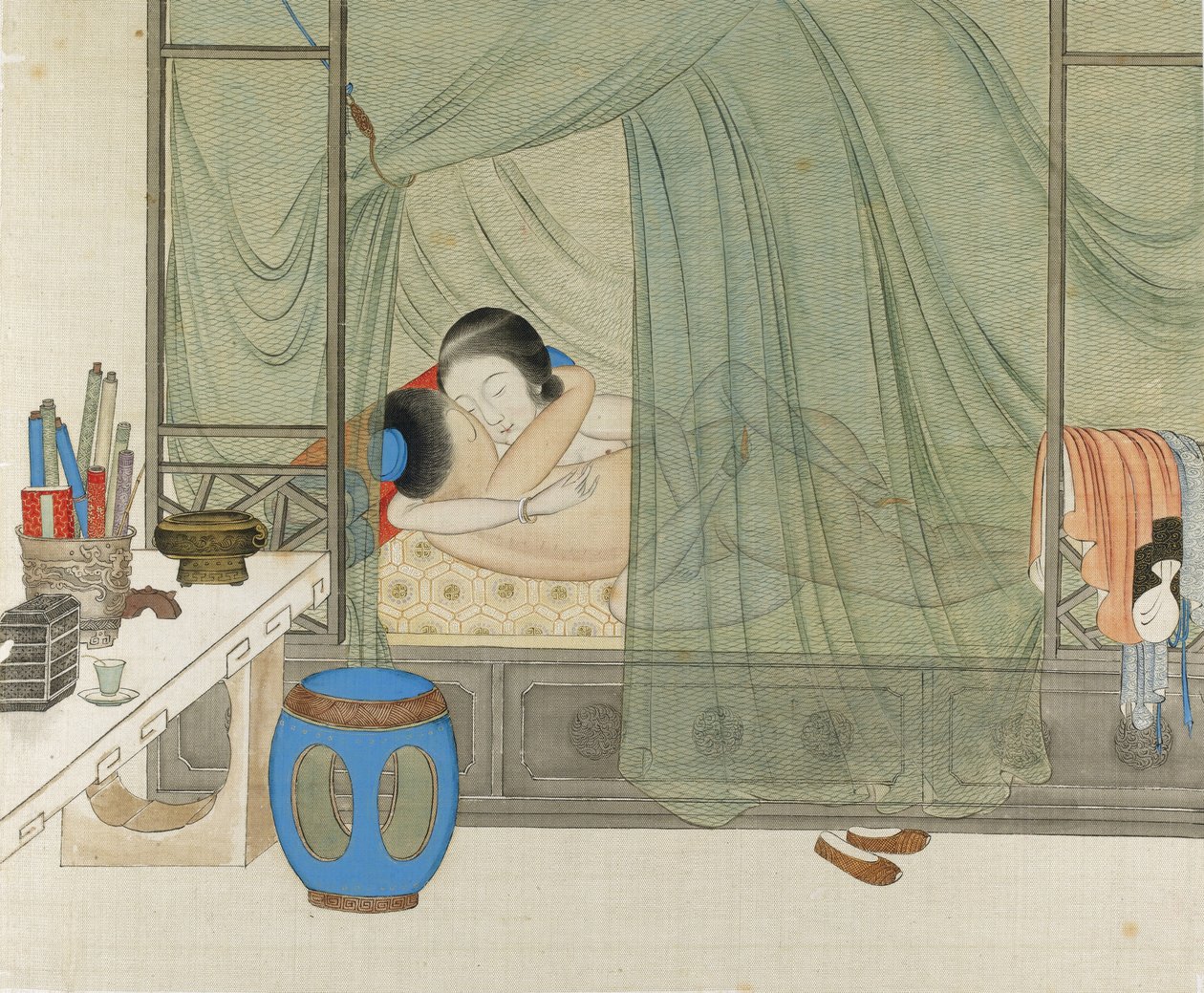 Scène érotique, 19ème siècle - Unbekannt