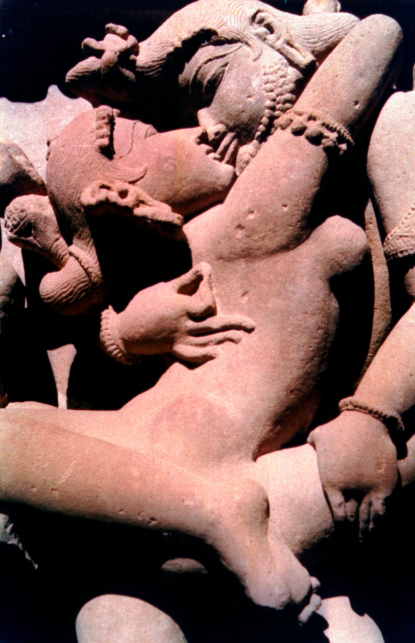 Sculpture érotique, temple hindou, Khajuraho, Inde, 950 - 1050 - Unbekannt