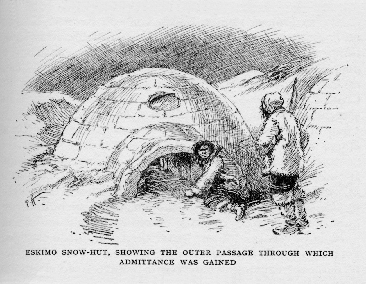 Igloo esquimau, montrant le passage extérieur par lequel on entrait - Unbekannt