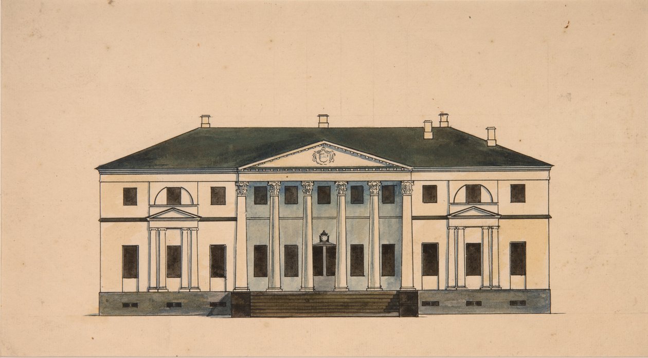 Façade de la maison dans le domaine Golitsyn Petrovo-Dalneye, premier quart du 19e siècle - Unbekannt