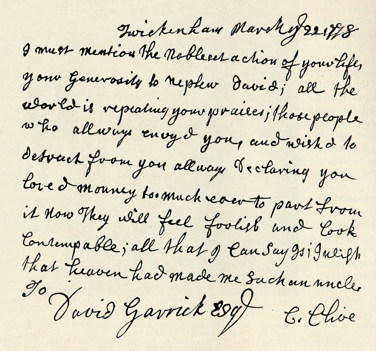 Fac-similé de lettre autographe de Kitty Clive, 1907 - Unbekannt