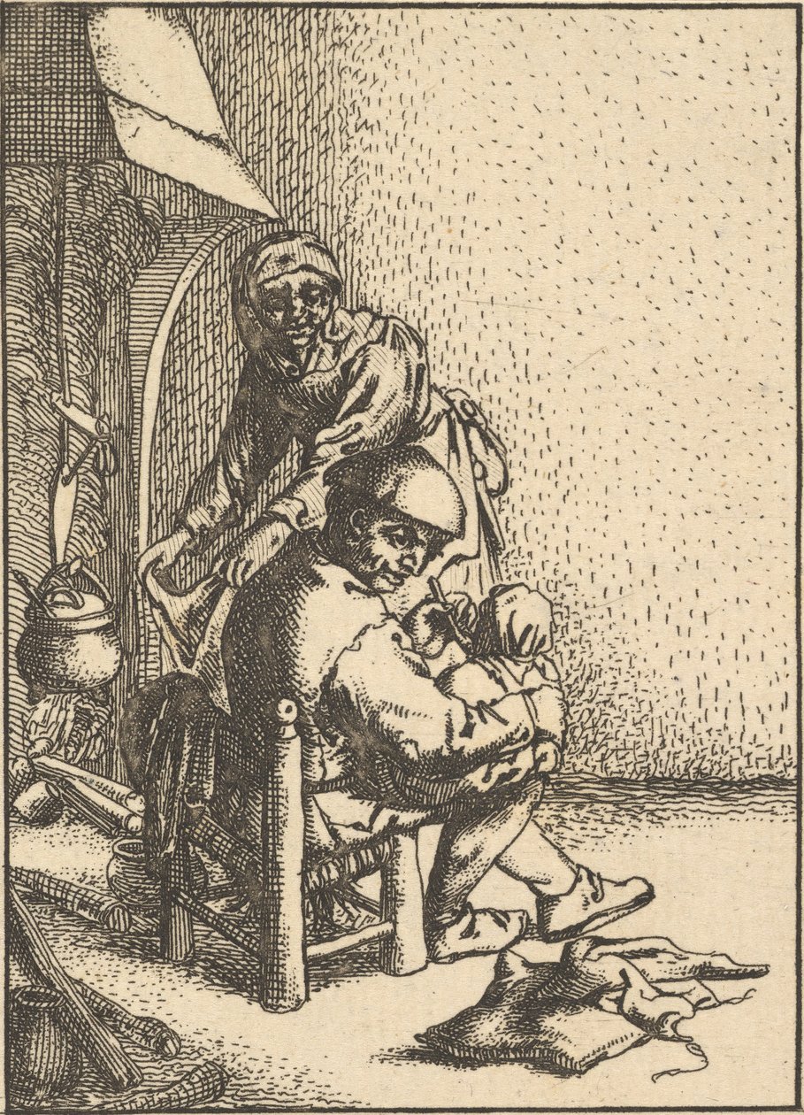 Père nourrissant son enfant, 1610-85 - Unbekannt