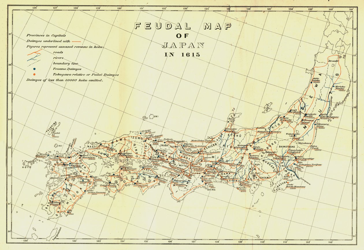Carte féodale du Japon en 1615, 1903 - Unbekannt