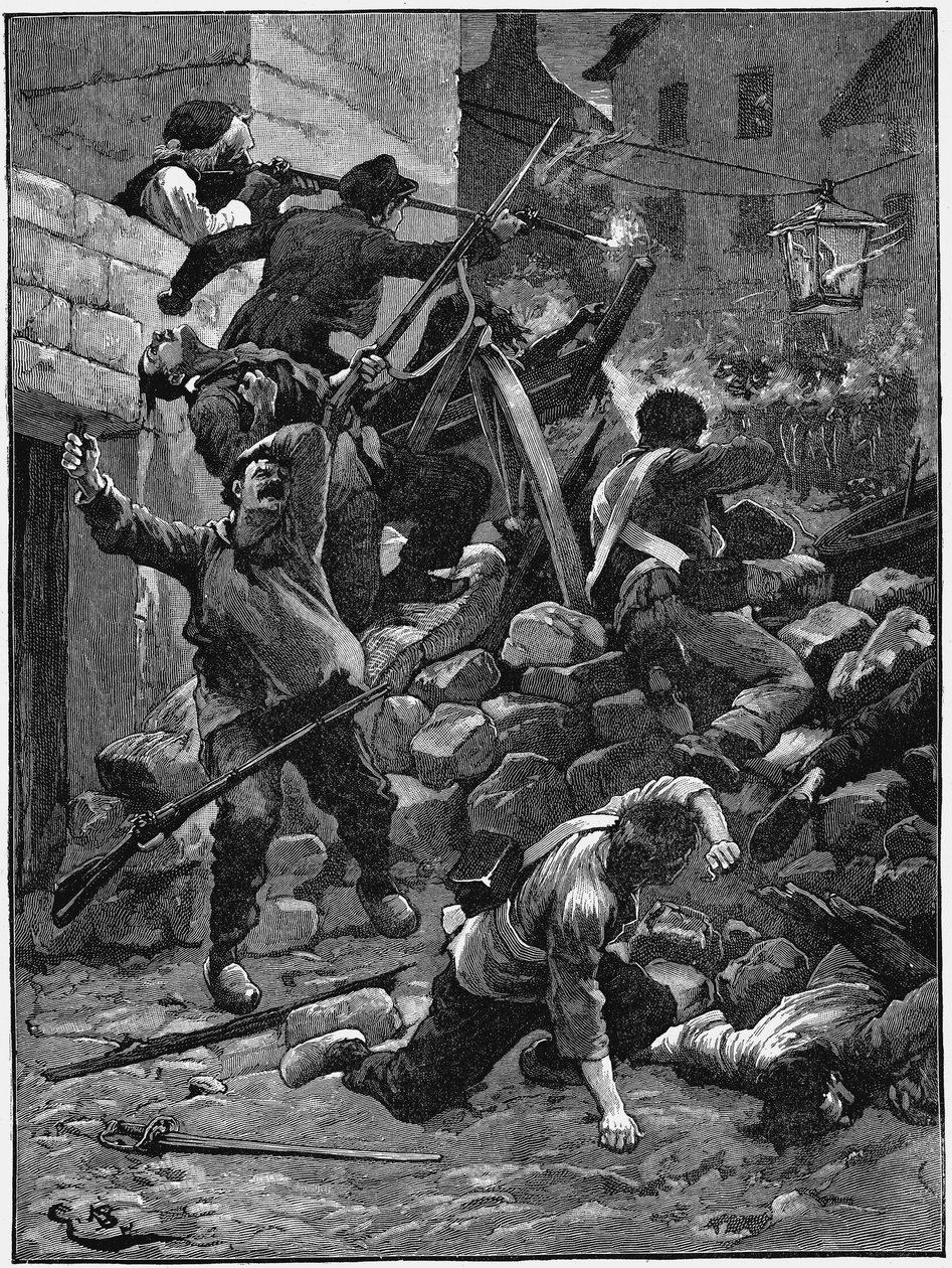 Combats aux barricades, La Monarchie de Juillet, France, 1848 vers 1885 - Unbekannt