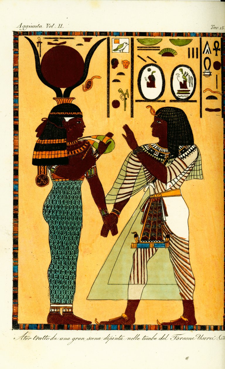 Figure de la déesse égyptienne Hathor avec le roi Séthi Ier de sa tombe à Thèbes, découverte par Giovanni Battista Belzoni - Unbekannt