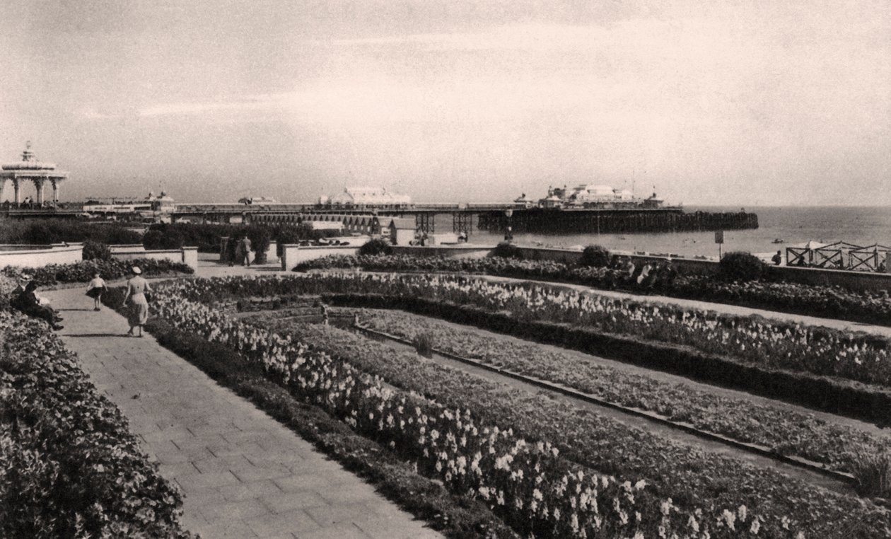 Jardins floraux et le West Pier, Brighton, Sussex, 1938 - Unbekannt
