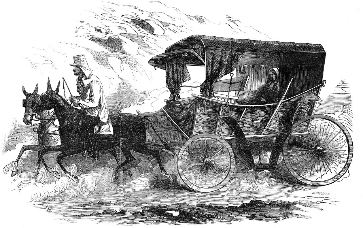 Florence Nightingale dans sa calèche en Crimée, 1856 - Unbekannt