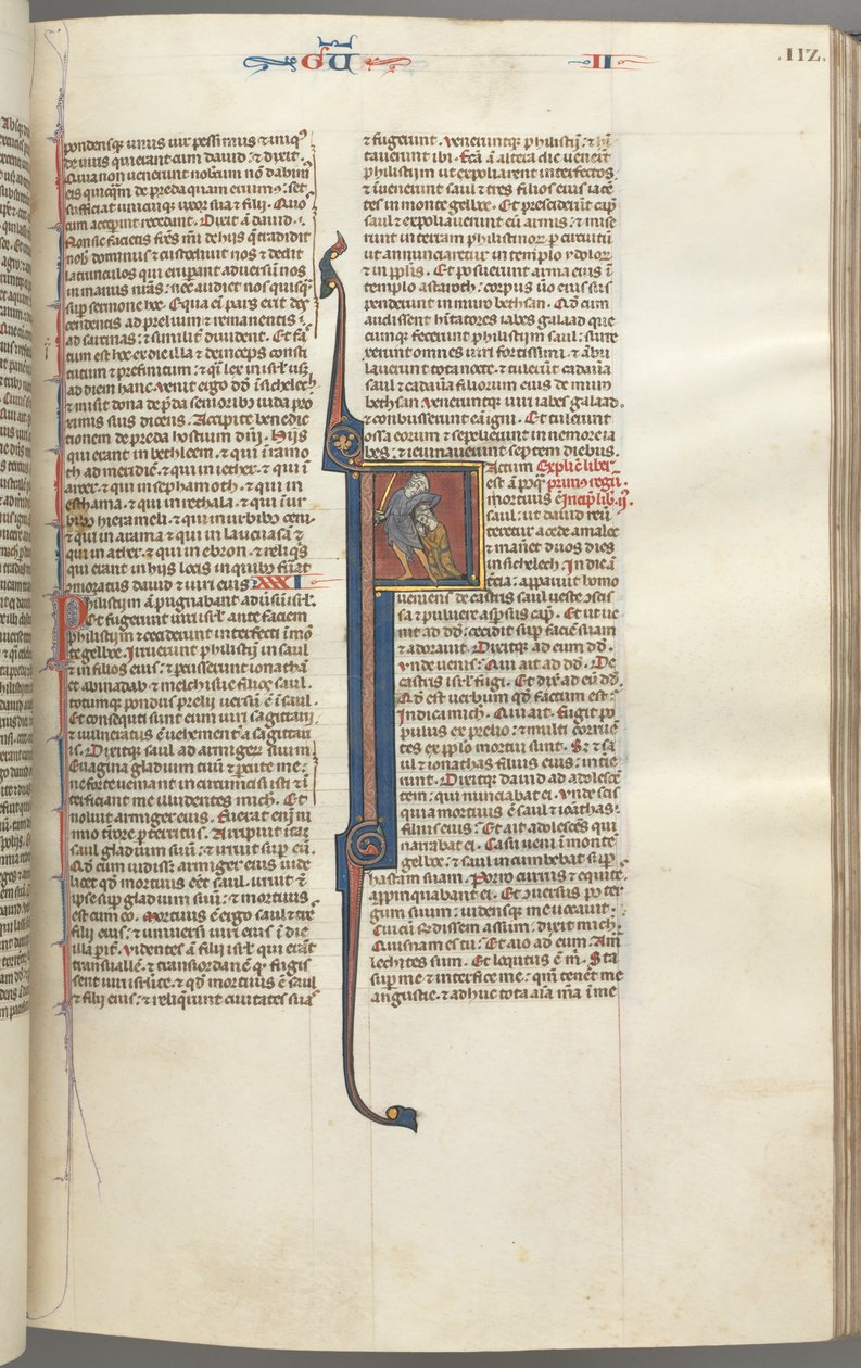 Fol. 112r, Rois II, initiale historiée F, la décapitation de l