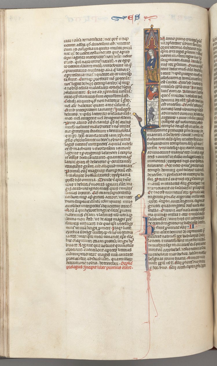 Fol. 174v, Ezra, initiale historiée I, Cyrus dirigeant la construction du Temple - Unbekannt