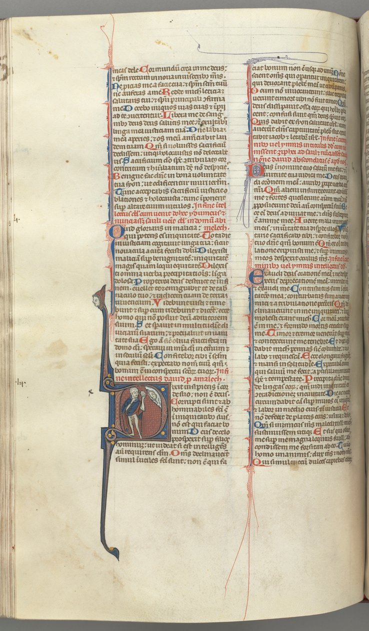 Fol. 222v, Psaume 52, initiale historiée D, un fou nu sauf pour un manteau, tenant une vessie - Unbekannt