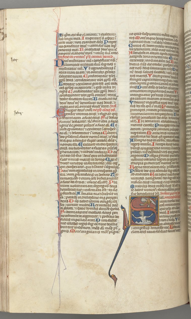 Fol. 224v, Psaume 68, initiale historiée S, David dans l