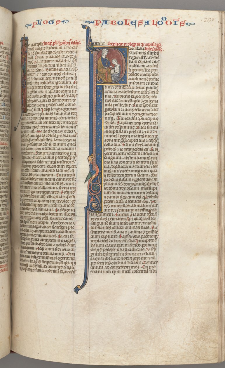 Fol. 238r, Proverbes, initiale historiée P, Salomon instruisant Roboam, vers 1275-1300 - Unbekannt