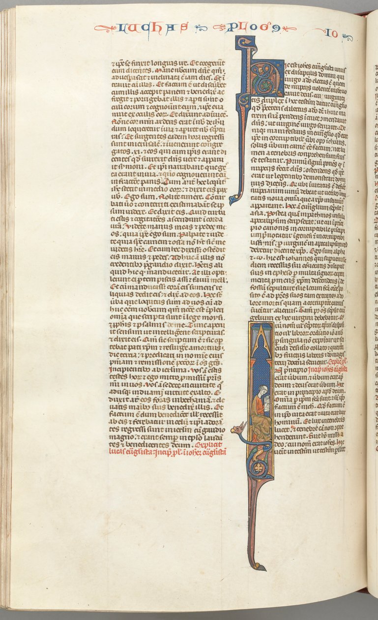Fol. 425v, Jean, initiale historiée I, Jean assis écrivant, vers 1275-1300 - Unbekannt