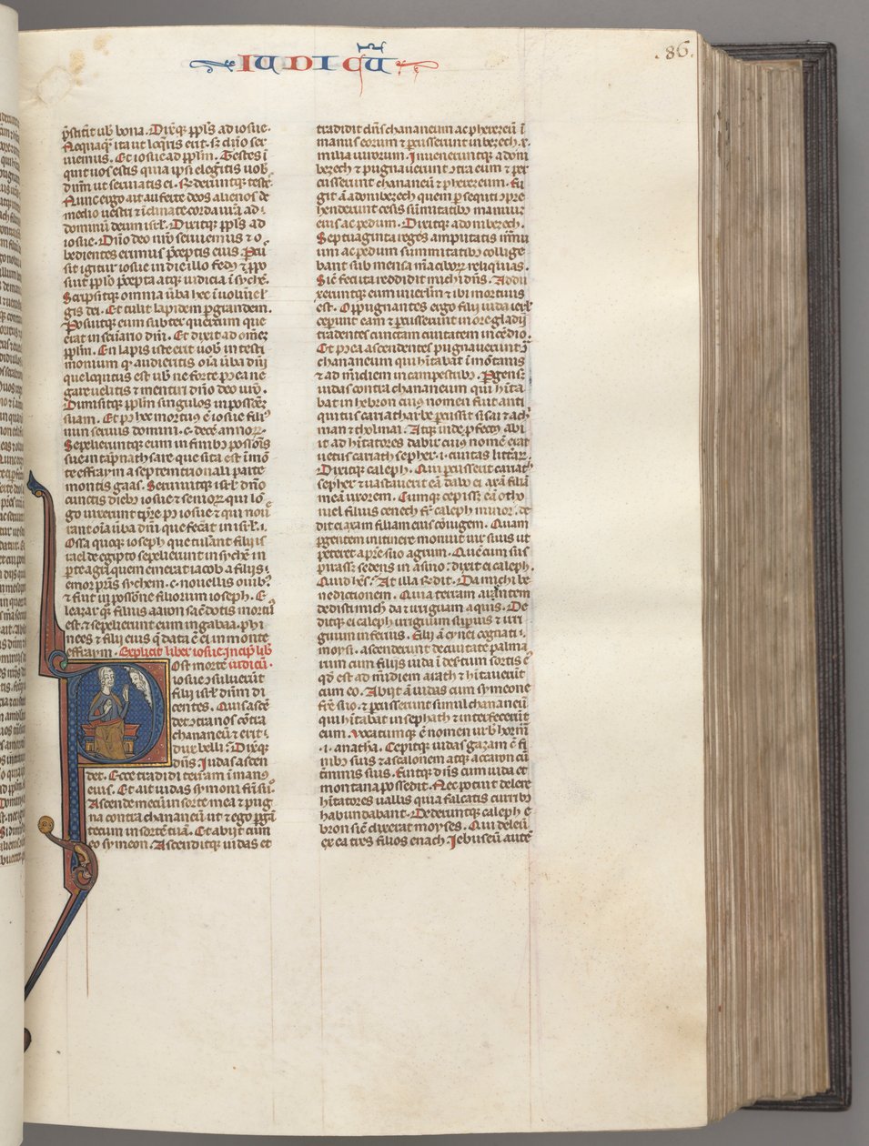 Juges, initiale historiée R, Juda assis avec un livre parlant à Dieu - Unbekannt