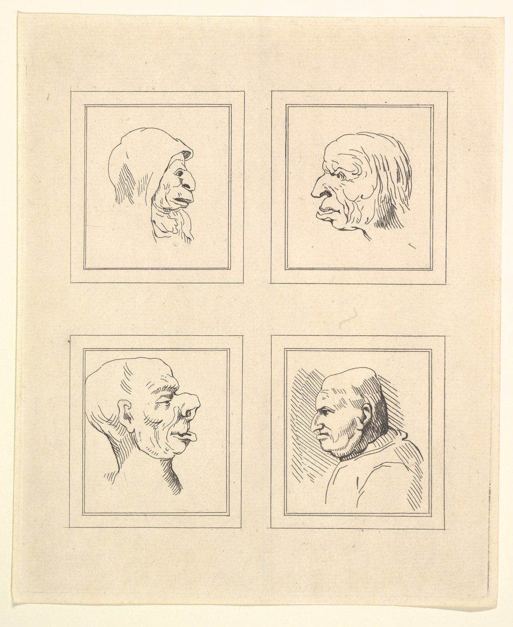 Quatre têtes de Caricatures par Léonard de Vinci, d
