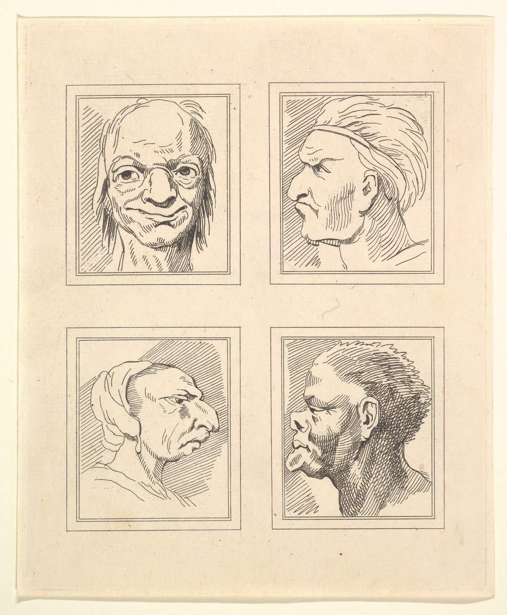 Quatre têtes de Caricatures par Léonard de Vinci, d