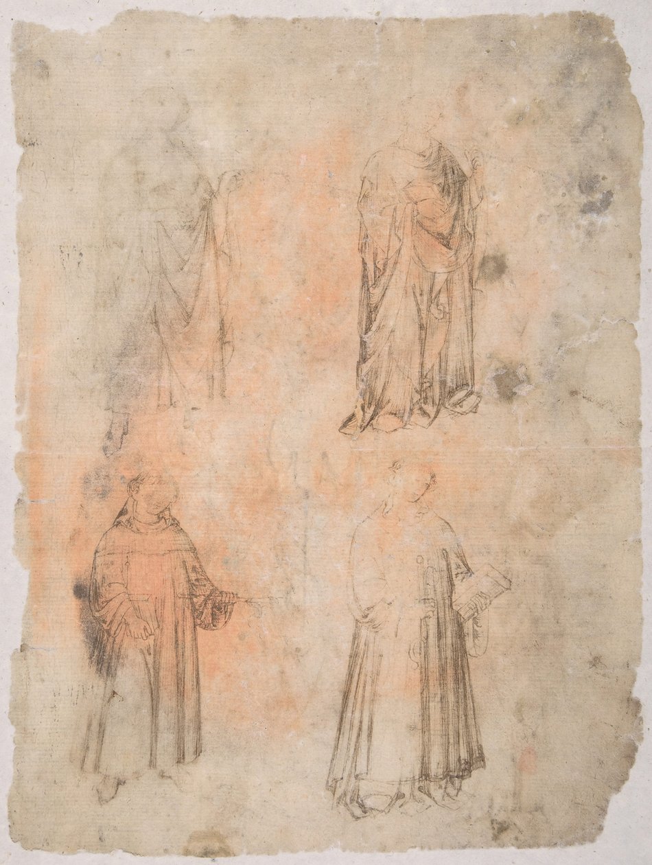 Quatre saints recto, Deux saints, Madone assise et figure agenouillée verso - Unbekannt