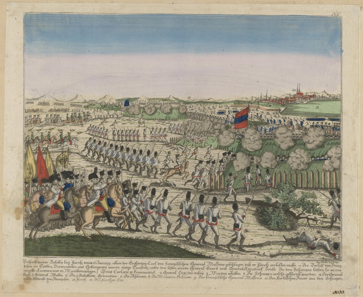 Troupes françaises et russes sur la colline de Zürichberg lors de la première bataille de Zurich, c. 1810 - Unbekannt