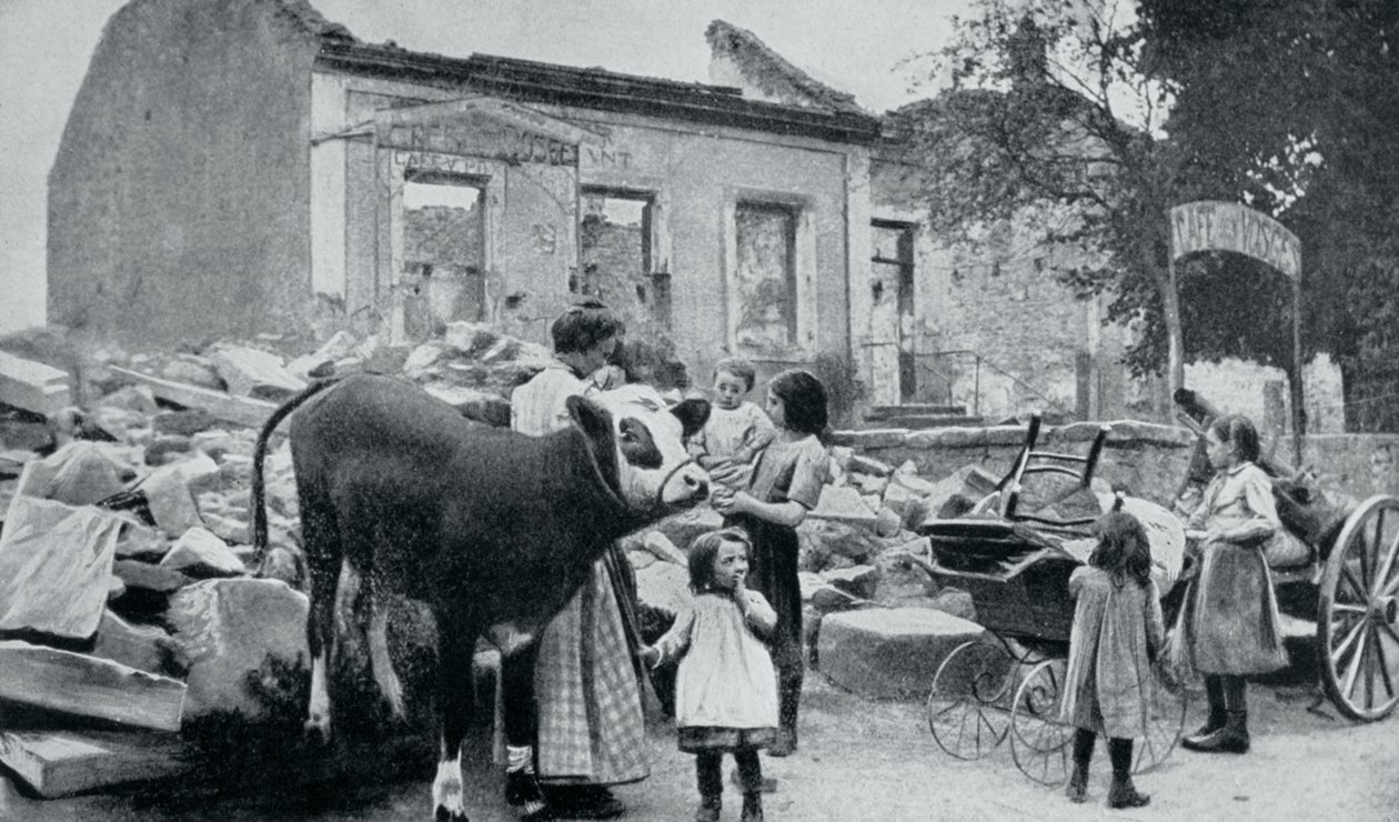 Réfugiés français retournant dans leur village abandonné, Artois, Première Guerre mondiale, 1915 - Unbekannt