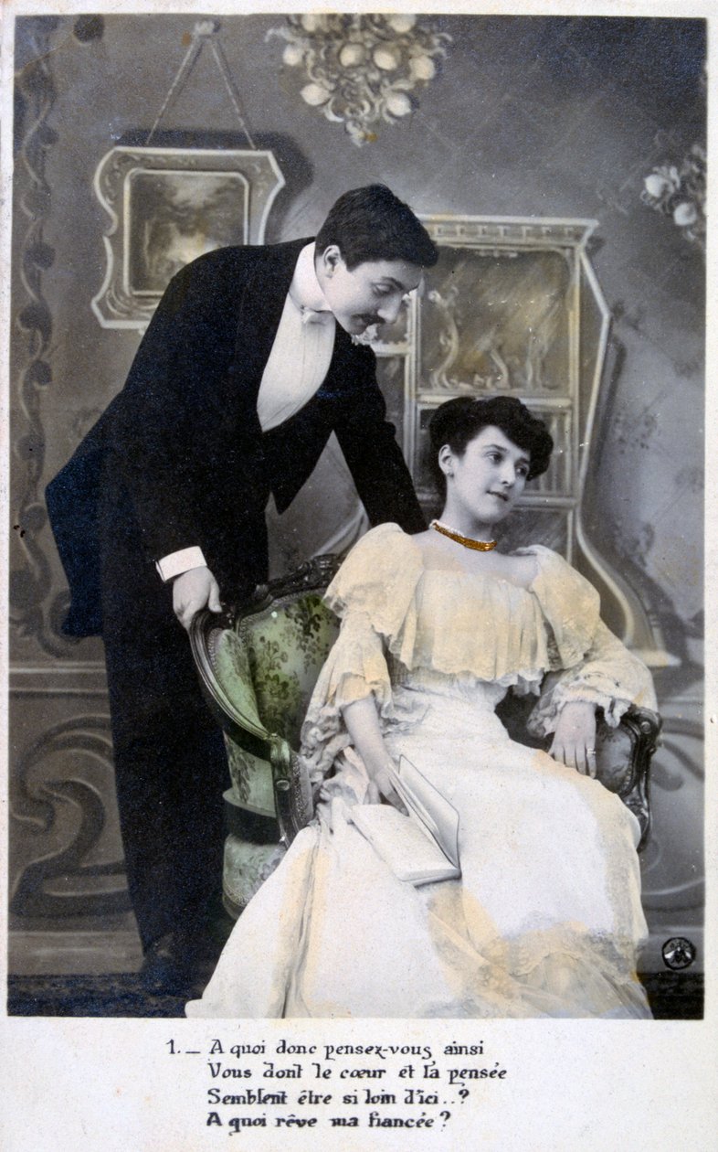 Carte postale romantique française, vers 1900 - Unbekannt