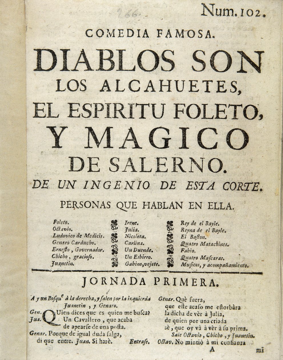 Frontispice de "Diablos son los alcahuetes, el espiritu foleto, y magico de Salerno" - Unbekannt