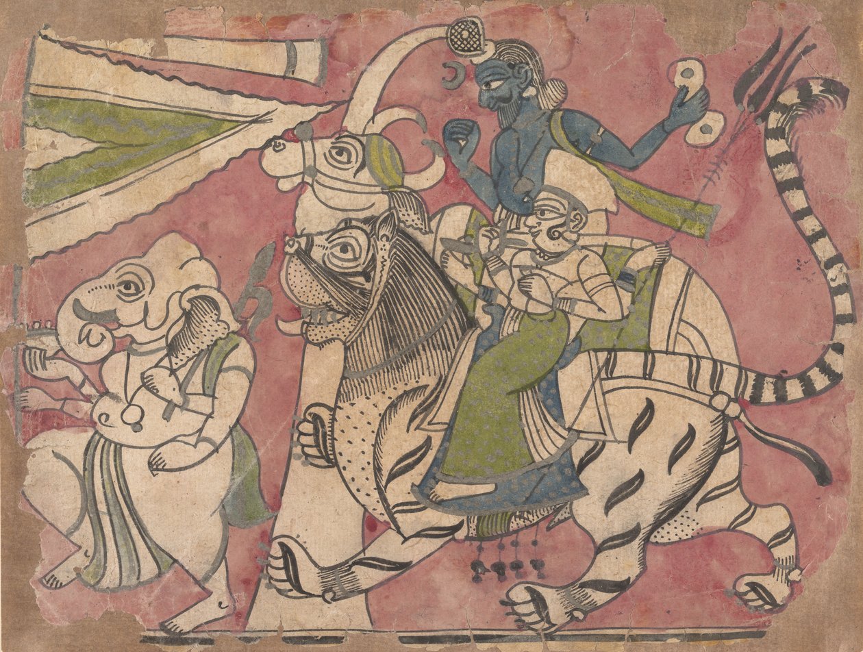 Ganesha mène Shiva et Durga en procession, 18ème siècle - Unbekannt