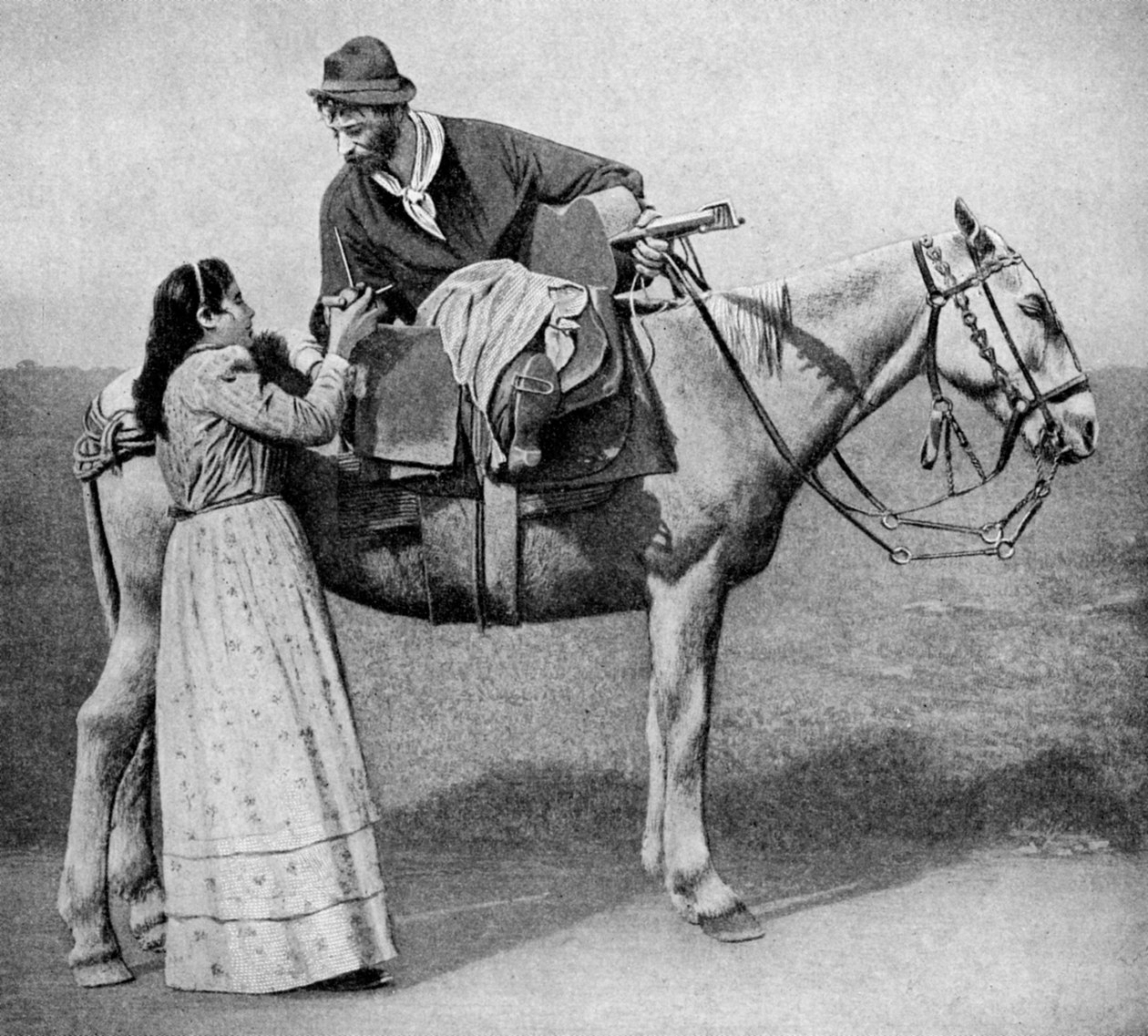 Les amoureux gauchos échangent des tasses de maté, Argentine, 1922 - Unbekannt