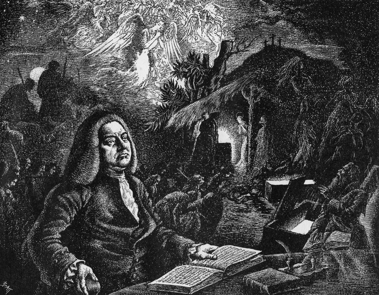Georg Friedrich Haendel 1685-1759 composant son Messie, XVIIIe siècle - Unbekannt