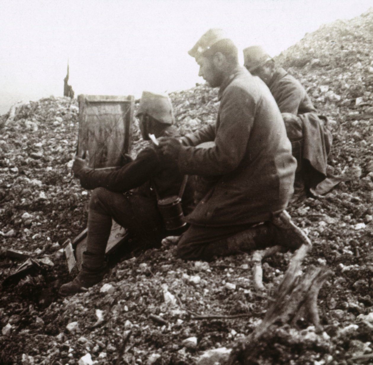 Signaleurs allemands devant la forteresse de Vaux, Verdun, nord de la France, c1914-c1918 - Unbekannt