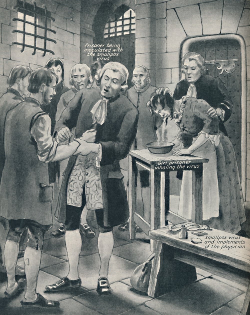 Donner la variole aux prisonniers en prison, fin 18e siècle, c1934 - Unbekannt