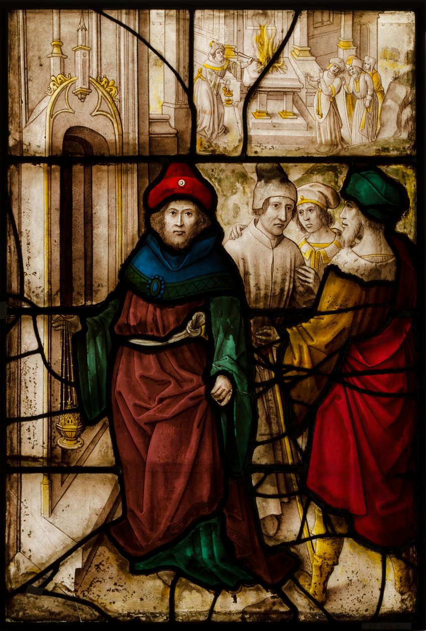 Panneau de verre avec profanation de Jérusalem et les rites sacrés du temple, allemand ou sud néerlandais - Unbekannt
