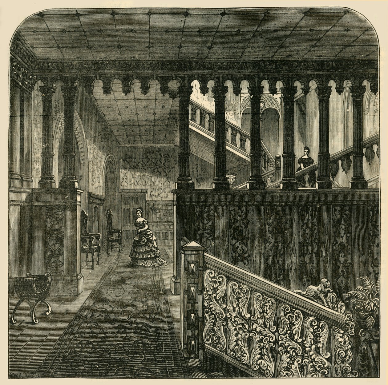 Grand Escalier, Holland House, vers 1876 - Unbekannt