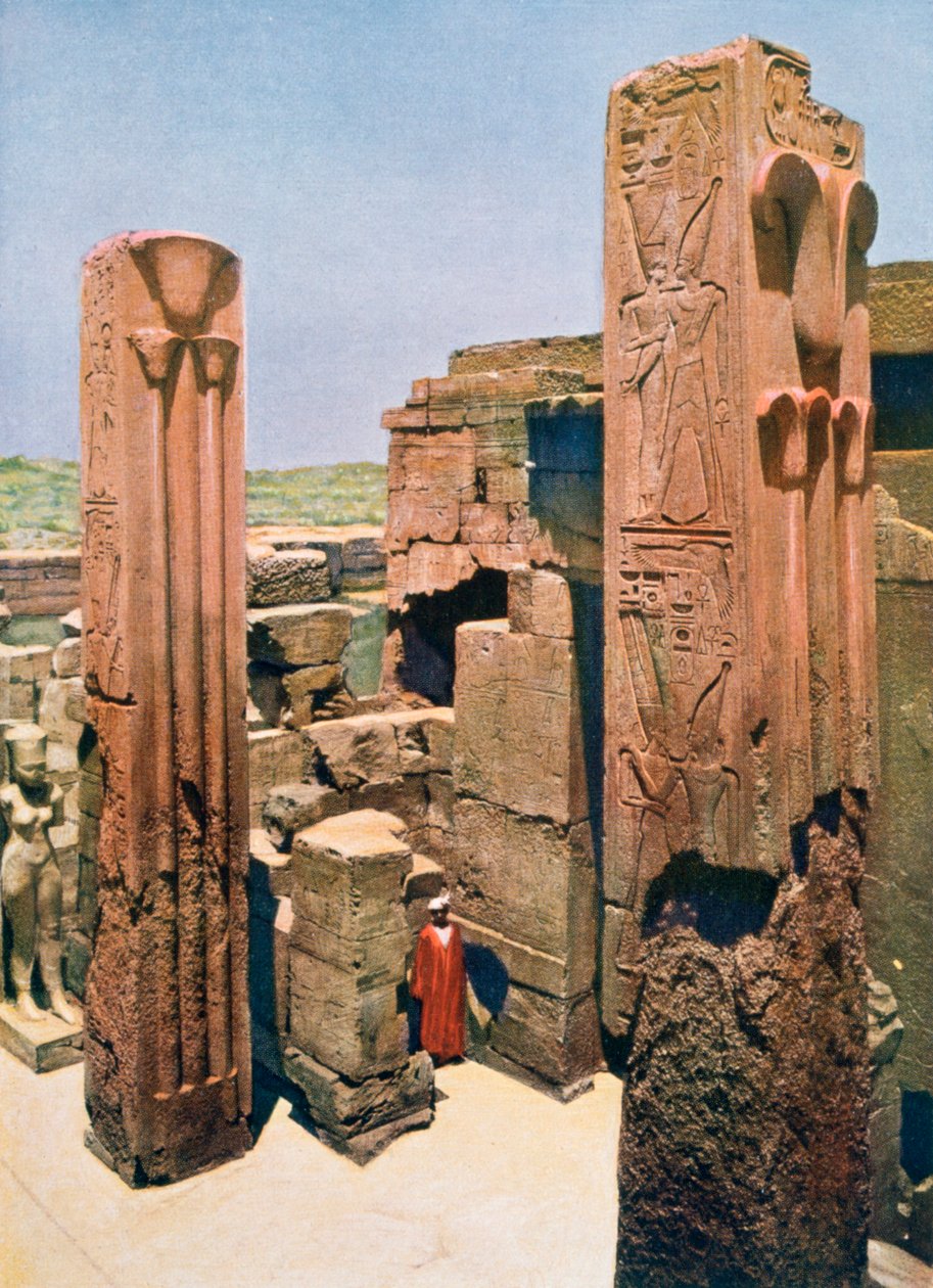 Piliers de granit avec décoration de lotus et de papyrus, Temple d
